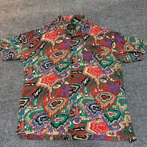 Delusions Of Grandeur Men’s Multi-colored Shirt Sleeve Button Front Shirt Size L